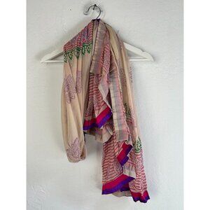 Women's Multicolor Bohemian Scarf 86"x66" Floral & Geometric Pattern Lightweight